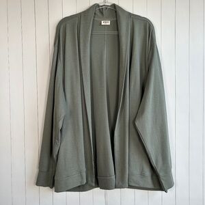 Pact size XXL Airplane Drape Cardigan organic cotton sage green w/ pockets